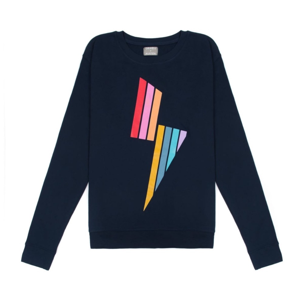 Orwell + Austen Rainbow Lightening Bolt Sweater